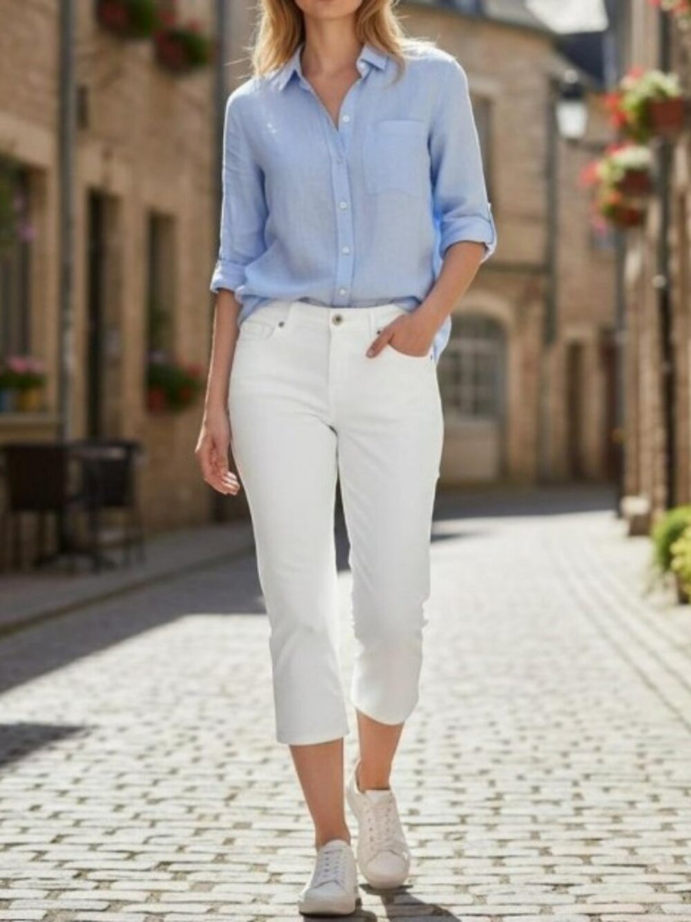 J Jill White Crop Denim Jeans 8